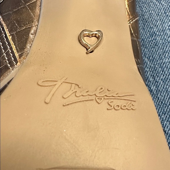 Gold Metallic Crocodile Embossed Platform Stiletto Heel Over The‎ Knee Boots - Picture 9 of 9